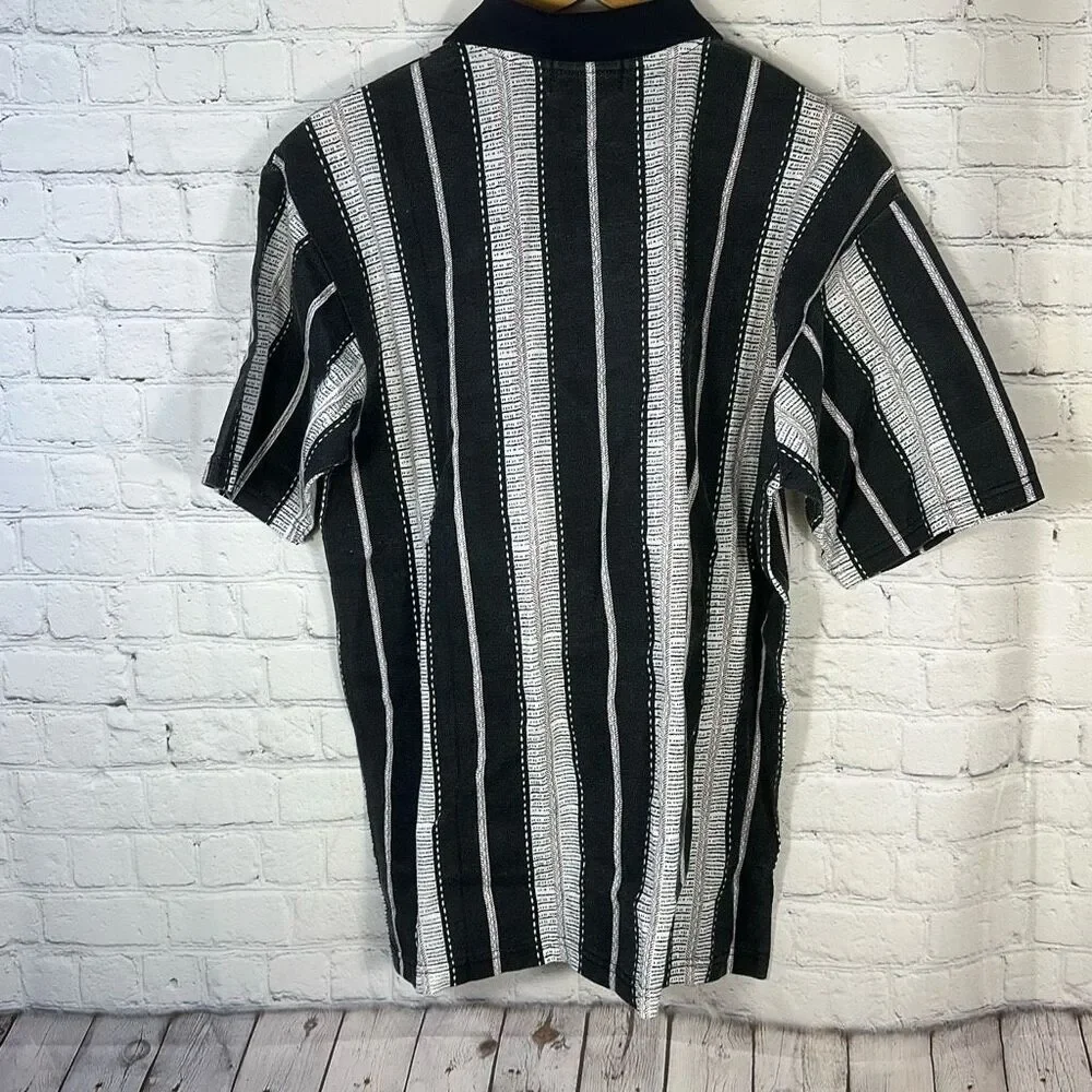 Vintage Polo Ralph Lauren Polo Shirt XL Striped‎ Black 100% Cotton READ DESCRIP